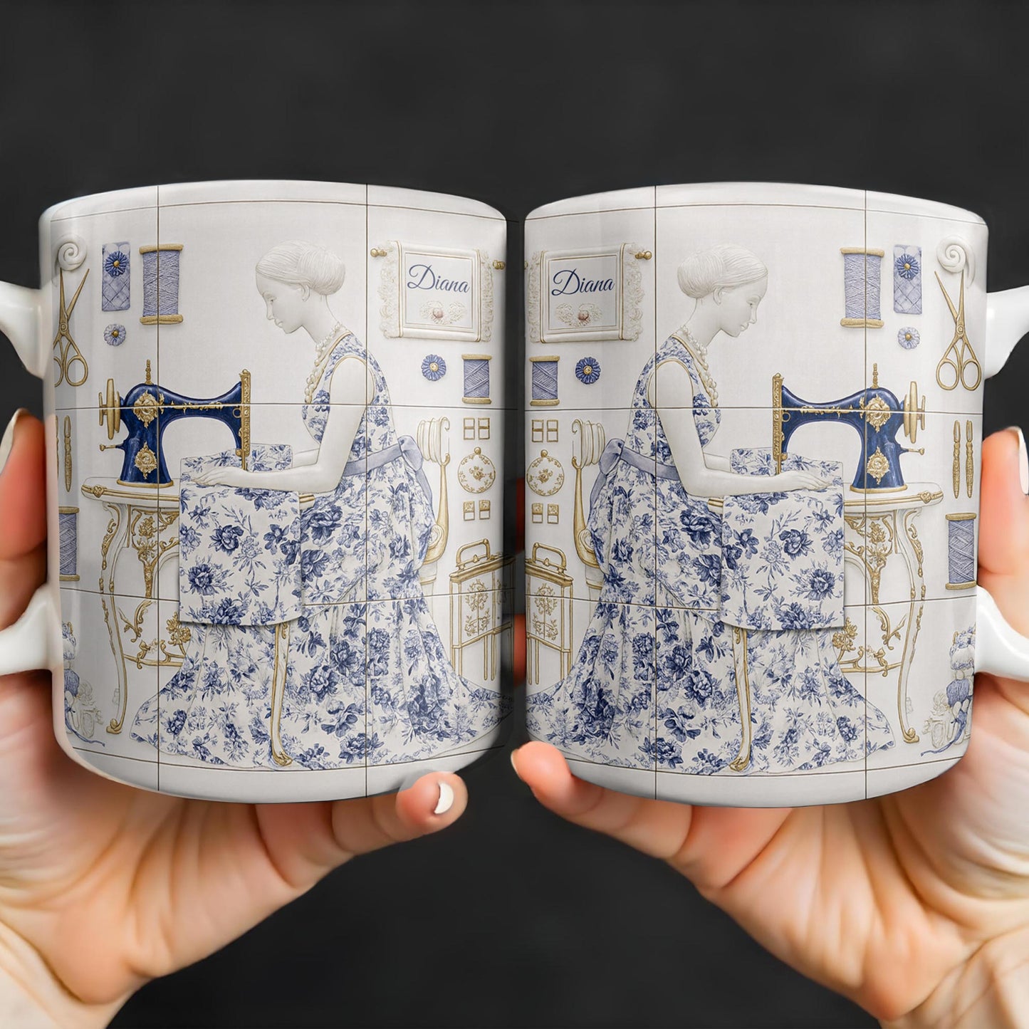 To My Princess In The Tower Inspired By Vintage Sewing Machine and Floral Dress - Personalized Custom Coffee Mug - HOB016_MG