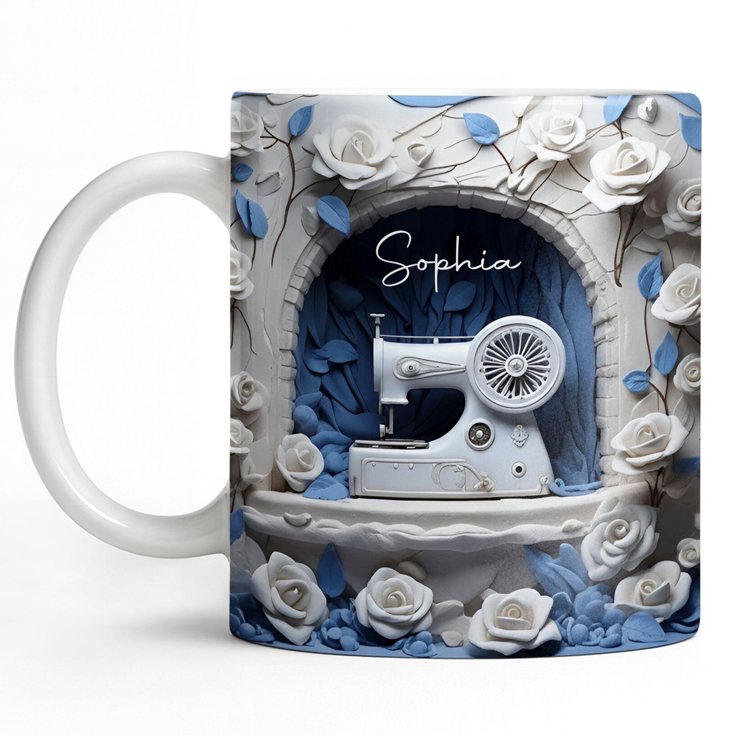 Floral Sewing Machine Creative Design - Personalized Custom Coffee Mug - HOB018_MG
