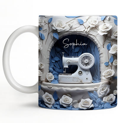 Floral Sewing Machine Creative Design - Personalized Custom Coffee Mug - HOB018_MG