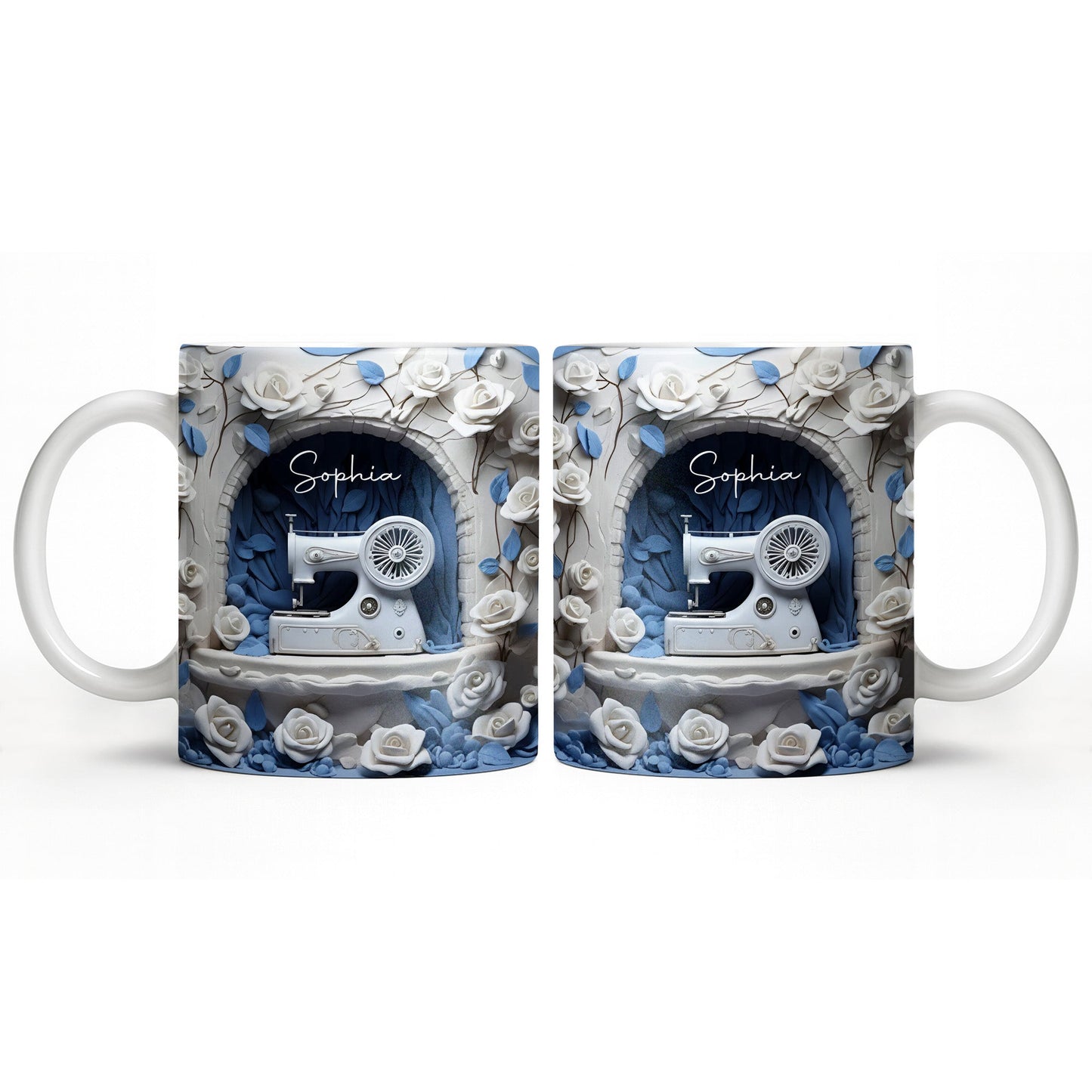 Floral Sewing Machine Creative Design - Personalized Custom Coffee Mug - HOB018_MG