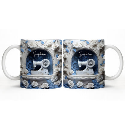 Floral Sewing Machine Creative Design - Personalized Custom Coffee Mug - HOB018_MG