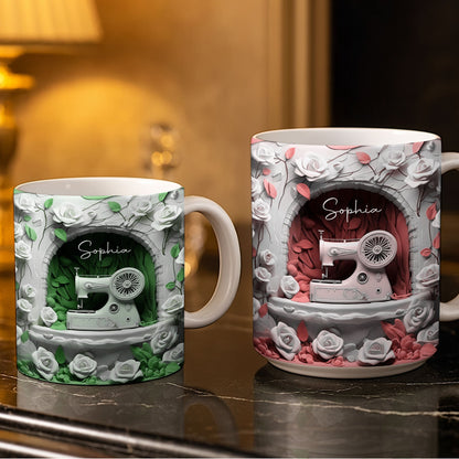 Floral Sewing Machine Creative Design - Personalized Custom Coffee Mug - HOB018_MG