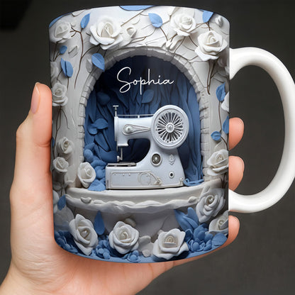Floral Sewing Machine Creative Design - Personalized Custom Coffee Mug - HOB018_MG