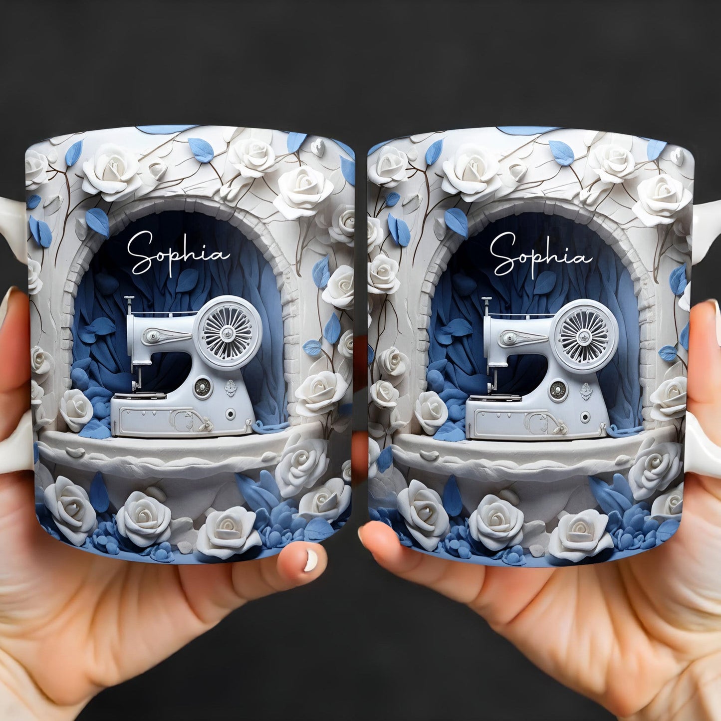 Floral Sewing Machine Creative Design - Personalized Custom Coffee Mug - HOB018_MG