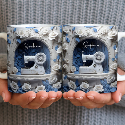 Floral Sewing Machine Creative Design - Personalized Custom Coffee Mug - HOB018_MG
