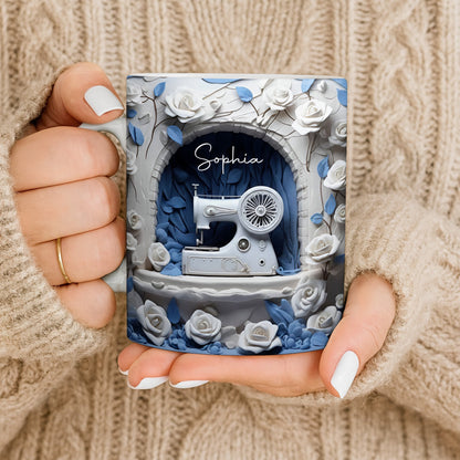 Floral Sewing Machine Creative Design - Personalized Custom Coffee Mug - HOB018_MG