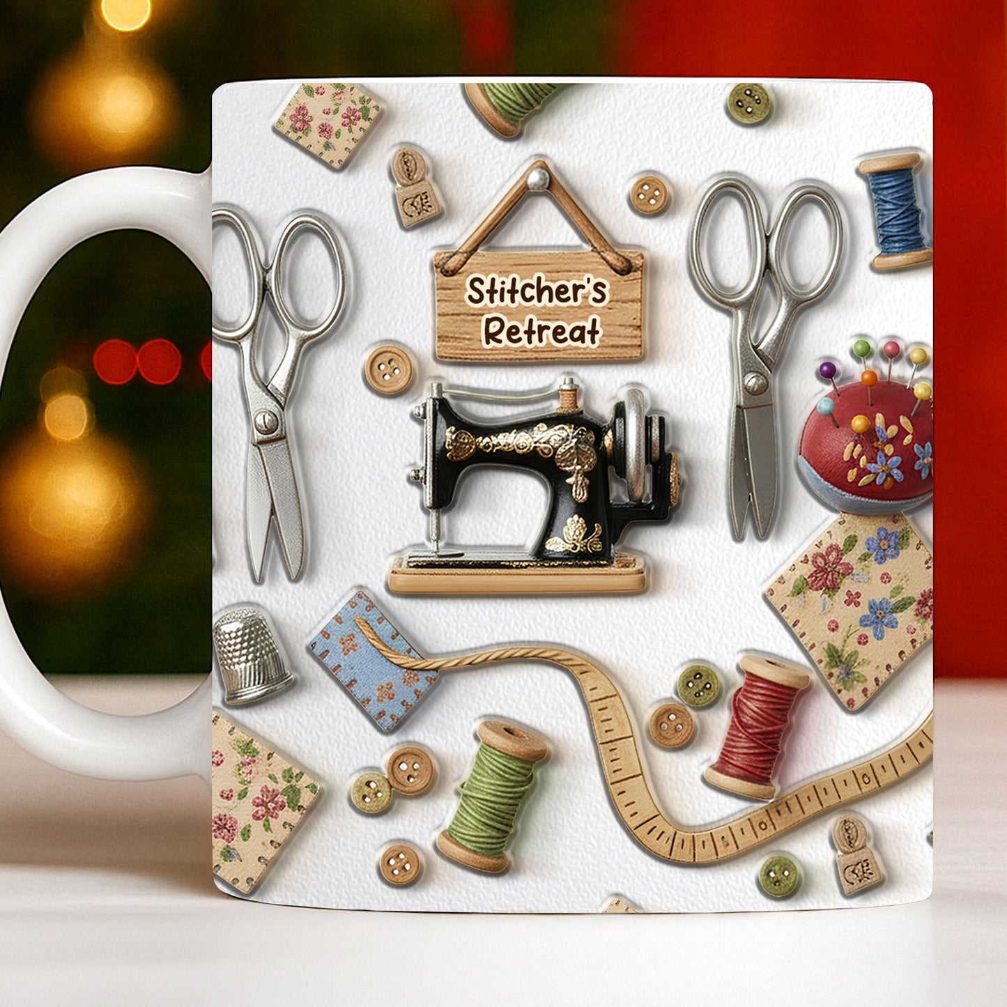 Stitcher's Retreat Sewing Essentials Coffee Mug - Personalized Custom Coffee Mug - HOB019_MG