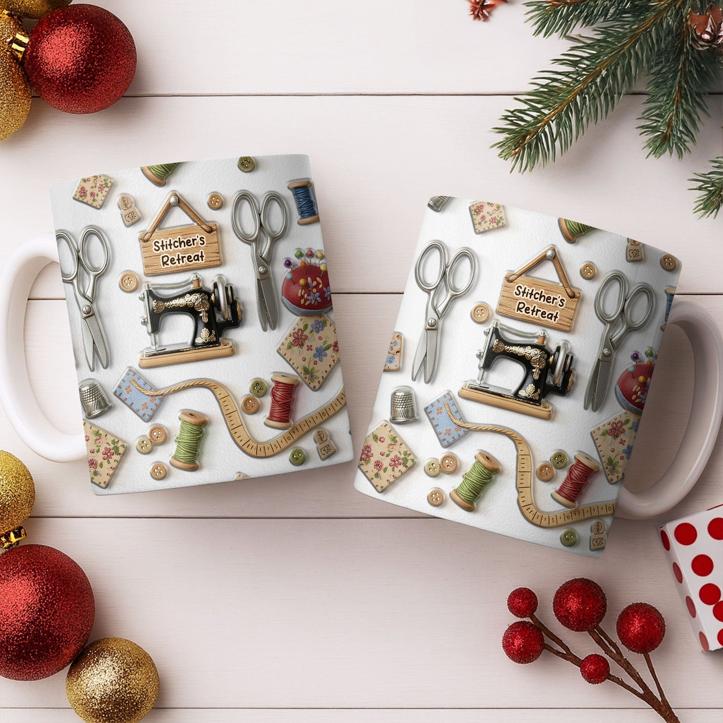 Stitcher's Retreat Sewing Essentials Coffee Mug - Personalized Custom Coffee Mug - HOB019_MG
