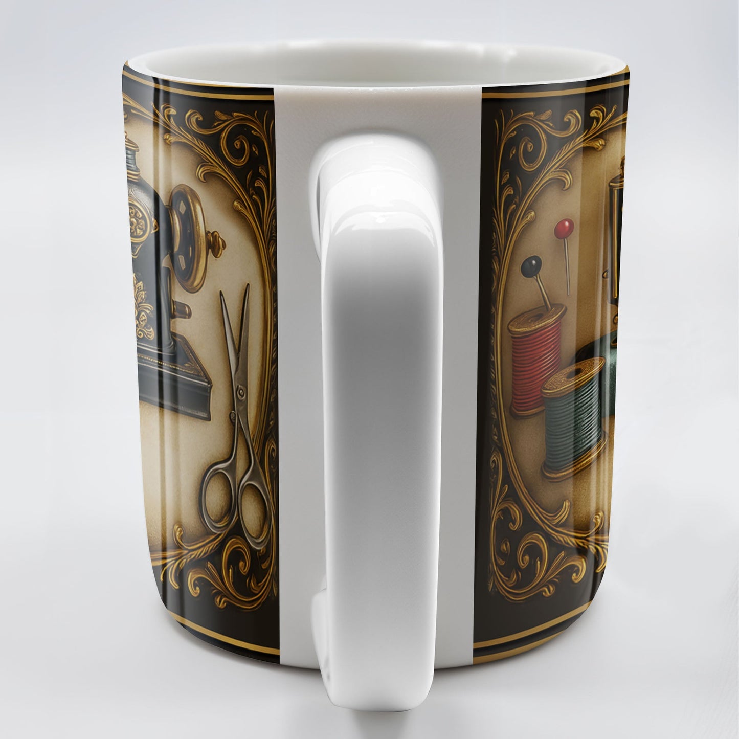 Classic Sewing Machine Design With Elegant Ornaments - Personalized Custom Coffee Mug - HOB020_MG