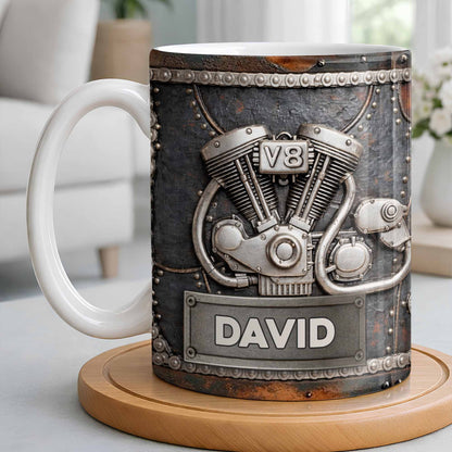 Customize Your Name, V8 Engine Design - Personalized Custom Coffee Mug - HOB021_MG