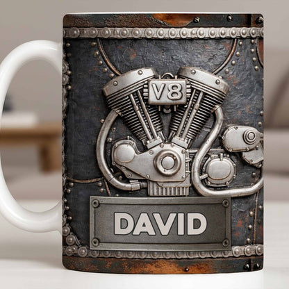 Customize Your Name, V8 Engine Design - Personalized Custom Coffee Mug - HOB021_MG