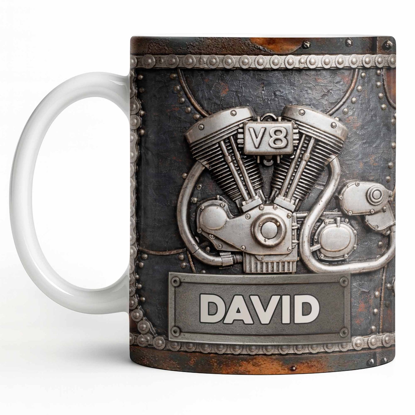 Customize Your Name, V8 Engine Design - Personalized Custom Coffee Mug - HOB021_MG