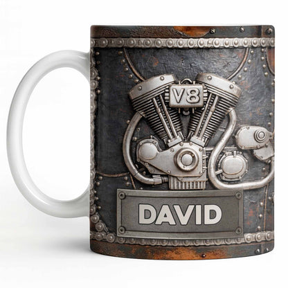 Customize Your Name, V8 Engine Design - Personalized Custom Coffee Mug - HOB021_MG