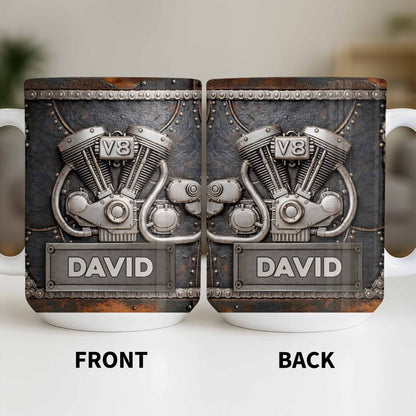 Customize Your Name, V8 Engine Design - Personalized Custom Coffee Mug - HOB021_MG