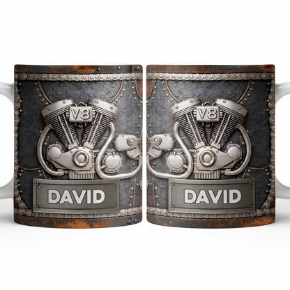 Customize Your Name, V8 Engine Design - Personalized Custom Coffee Mug - HOB021_MG