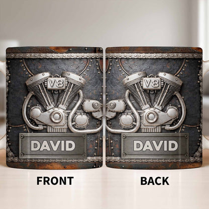 Customize Your Name, V8 Engine Design - Personalized Custom Coffee Mug - HOB021_MG