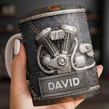 Customize Your Name, V8 Engine Design - Personalized Custom Coffee Mug - HOB021_MG
