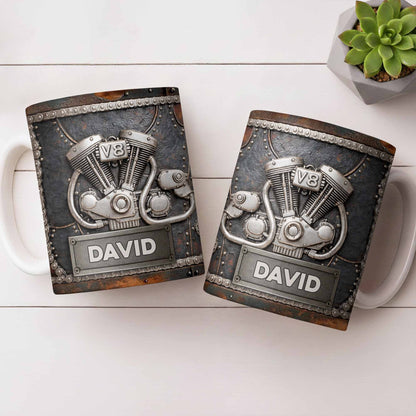 Customize Your Name, V8 Engine Design - Personalized Custom Coffee Mug - HOB021_MG