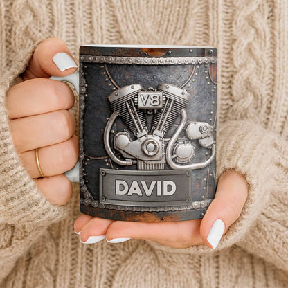 Customize Your Name, V8 Engine Design - Personalized Custom Coffee Mug - HOB021_MG