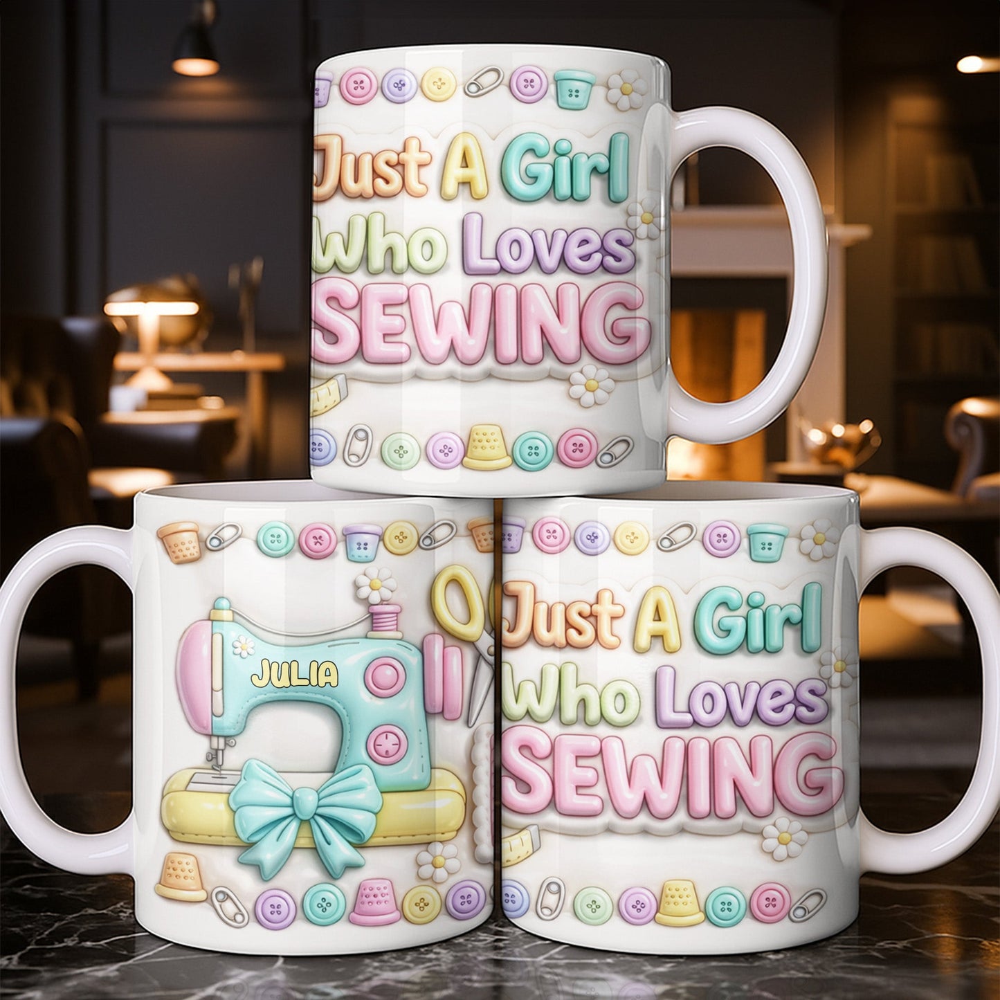 Celebrate Your Creativity With A Beautiful Sewing Machine - Personalized Custom Coffee Mug - HOB022_MG