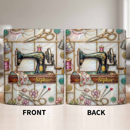 Celebrate Your Creativity With Sewing Machine And Floral Design - Personalized Custom Coffee Mug - HOB024_MG