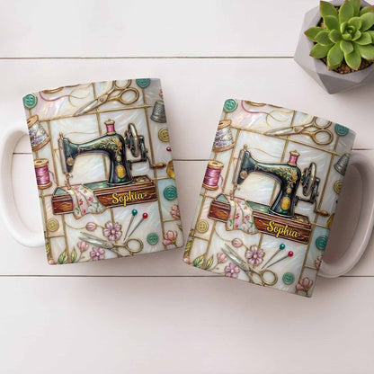 Celebrate Your Creativity With Sewing Machine And Floral Design - Personalized Custom Coffee Mug - HOB024_MG