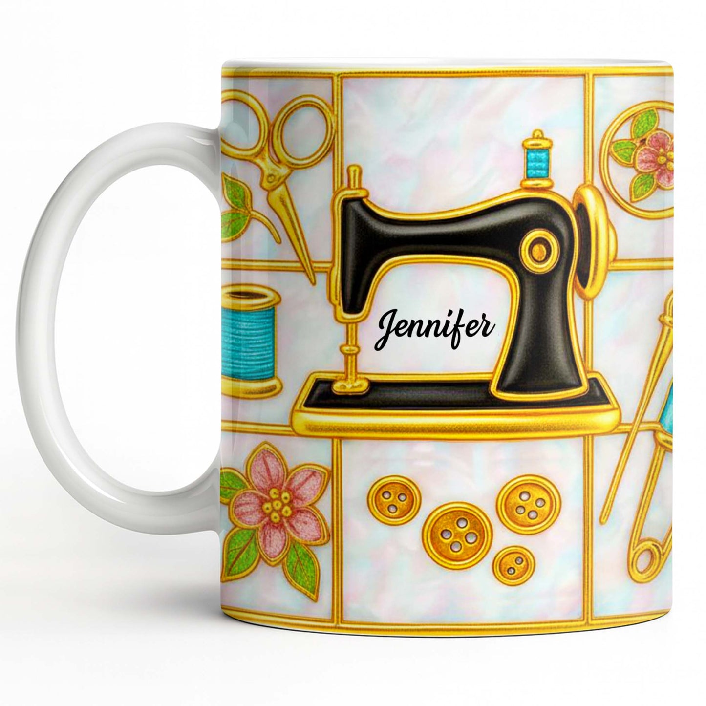 Customizable Name and Design Sewing Enthusiast Mug - Personalized Custom Coffee Mug - HOB025_MG