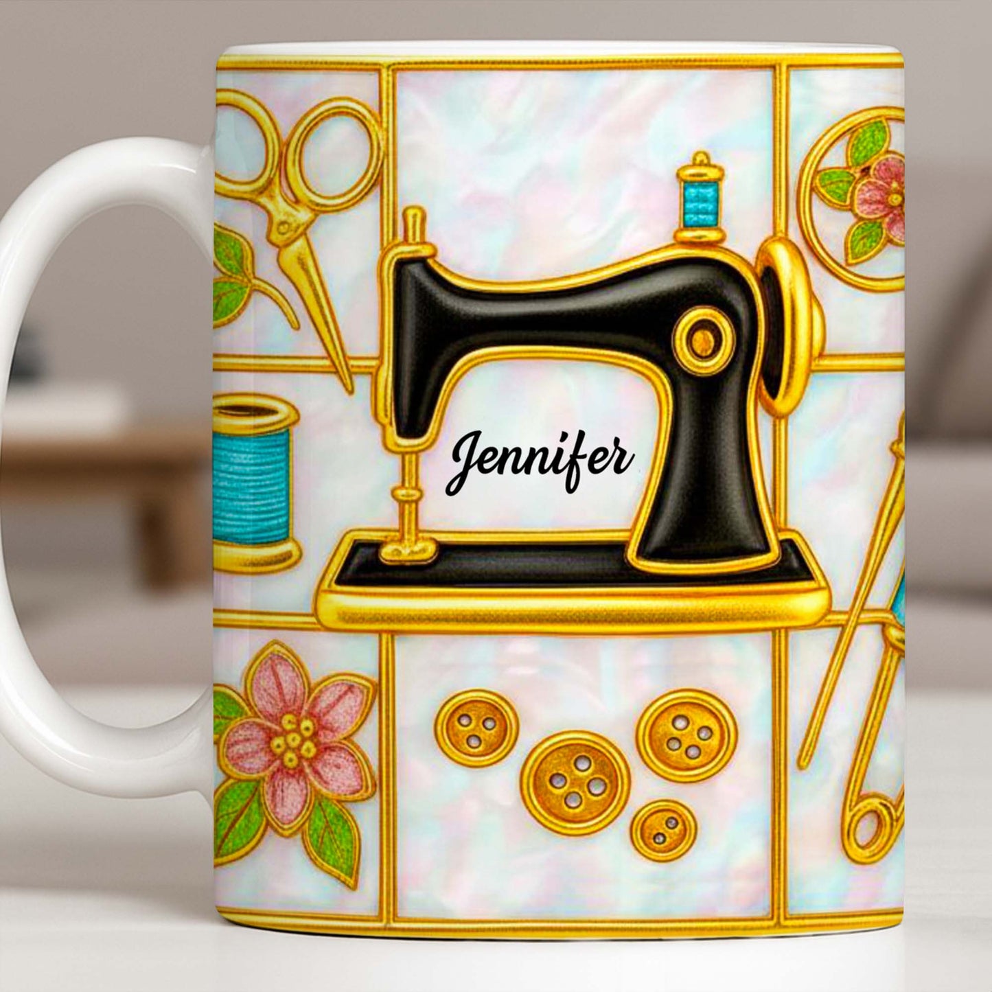 Customizable Name and Design Sewing Enthusiast Mug - Personalized Custom Coffee Mug - HOB025_MG