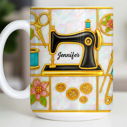Customizable Name and Design Sewing Enthusiast Mug - Personalized Custom Coffee Mug - HOB025_MG