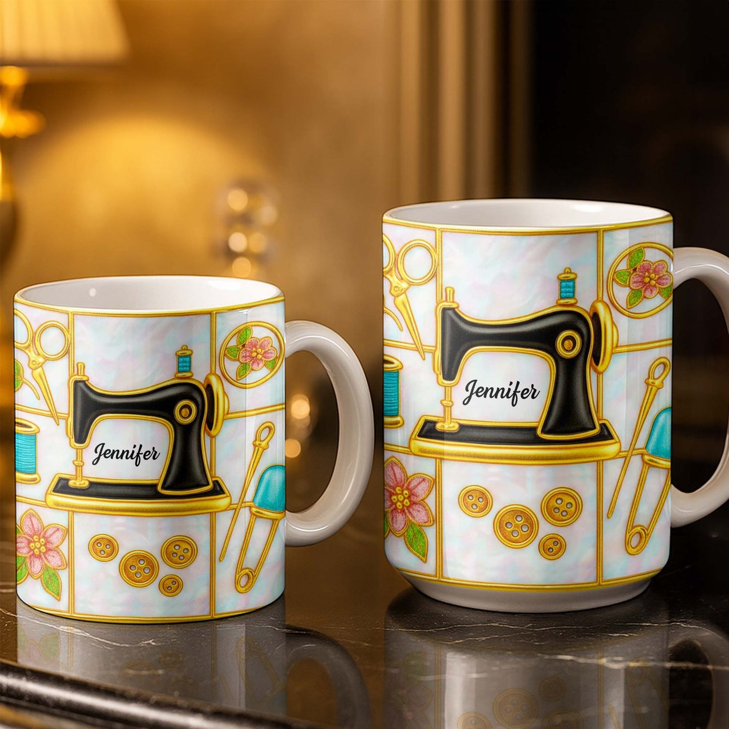 Customizable Name and Design Sewing Enthusiast Mug - Personalized Custom Coffee Mug - HOB025_MG