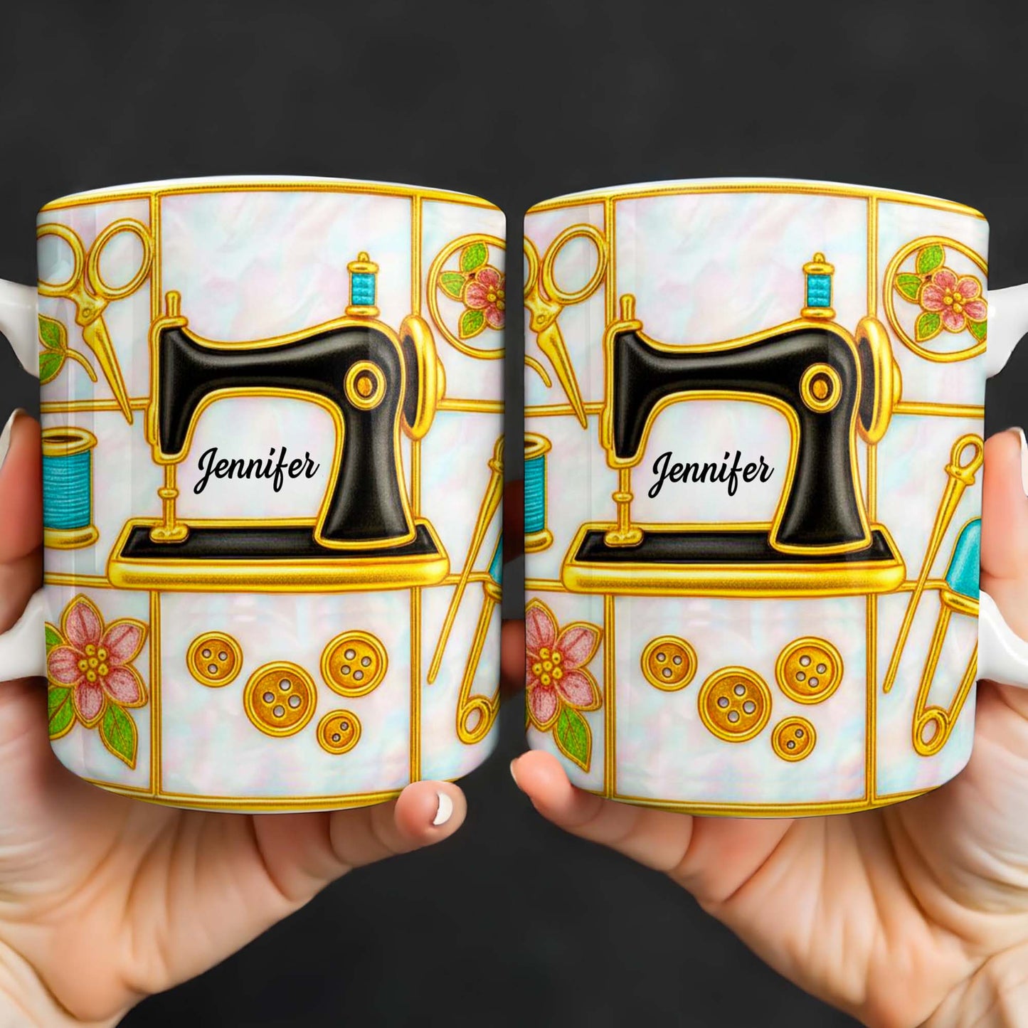 Customizable Name and Design Sewing Enthusiast Mug - Personalized Custom Coffee Mug - HOB025_MG