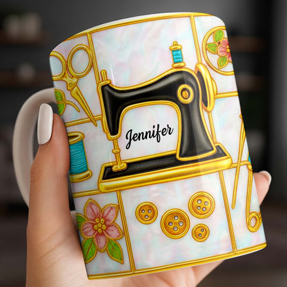 Customizable Name and Design Sewing Enthusiast Mug - Personalized Custom Coffee Mug - HOB025_MG
