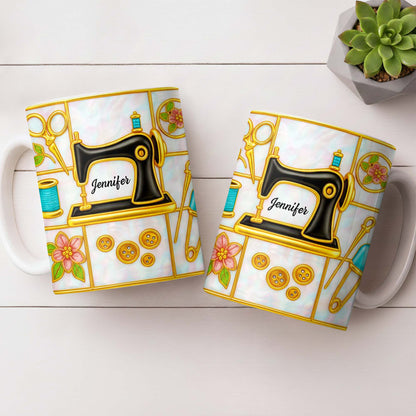 Customizable Name and Design Sewing Enthusiast Mug - Personalized Custom Coffee Mug - HOB025_MG