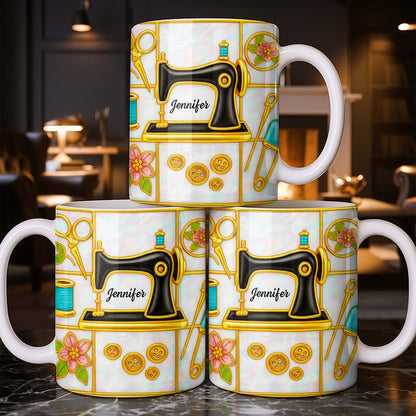 Customizable Name and Design Sewing Enthusiast Mug - Personalized Custom Coffee Mug - HOB025_MG