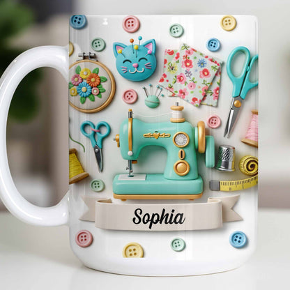 Celebrate Your Crafting Skills with Sewing Essentials Design - Personalized Custom Coffee Mug - HOB026_MG