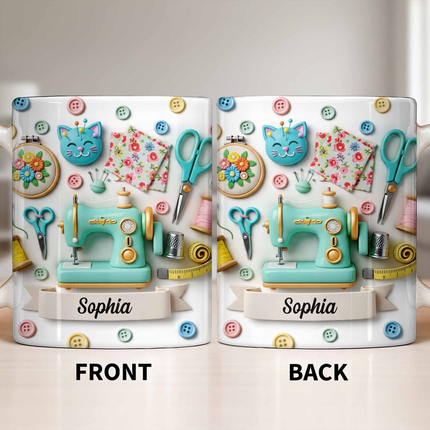 Celebrate Your Crafting Skills with Sewing Essentials Design - Personalized Custom Coffee Mug - HOB026_MG