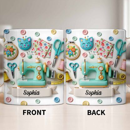 Celebrate Your Crafting Skills with Sewing Essentials Design - Personalized Custom Coffee Mug - HOB026_MG