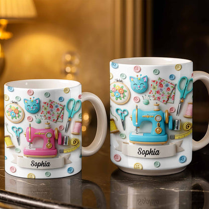 Celebrate Your Crafting Skills with Sewing Essentials Design - Personalized Custom Coffee Mug - HOB026_MG