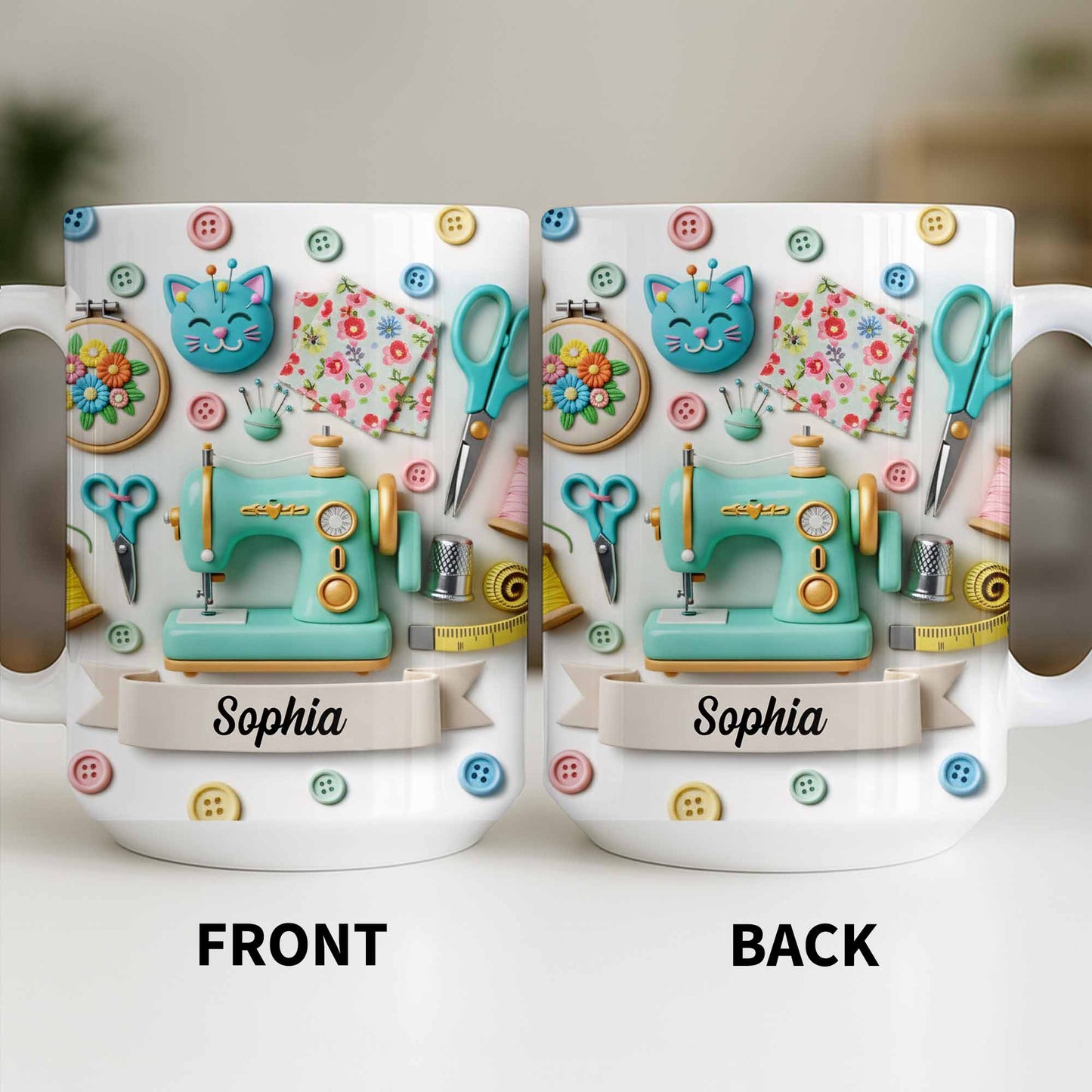 Celebrate Your Crafting Skills with Sewing Essentials Design - Personalized Custom Coffee Mug - HOB026_MG