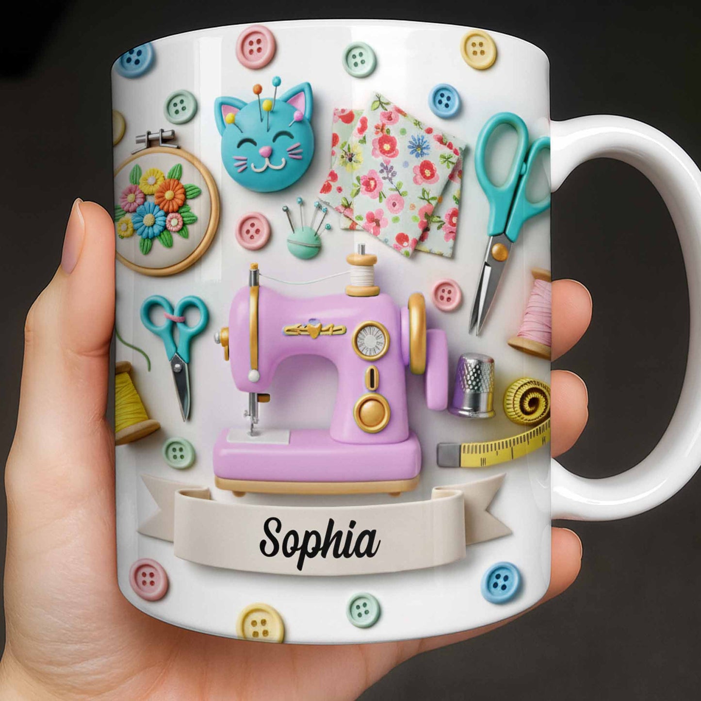 Celebrate Your Crafting Skills with Sewing Essentials Design - Personalized Custom Coffee Mug - HOB026_MG