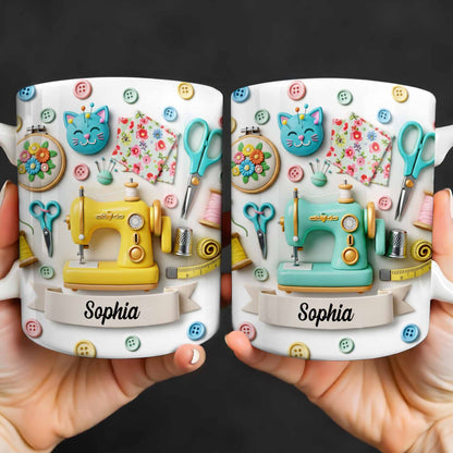 Celebrate Your Crafting Skills with Sewing Essentials Design - Personalized Custom Coffee Mug - HOB026_MG