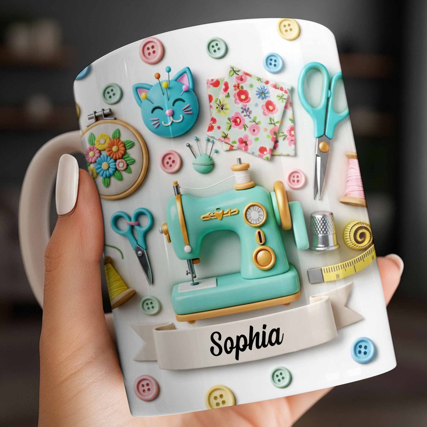Celebrate Your Crafting Skills with Sewing Essentials Design - Personalized Custom Coffee Mug - HOB026_MG