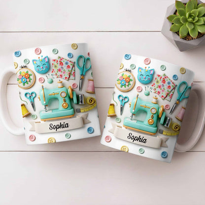 Celebrate Your Crafting Skills with Sewing Essentials Design - Personalized Custom Coffee Mug - HOB026_MG