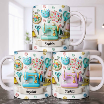 Celebrate Your Crafting Skills with Sewing Essentials Design - Personalized Custom Coffee Mug - HOB026_MG