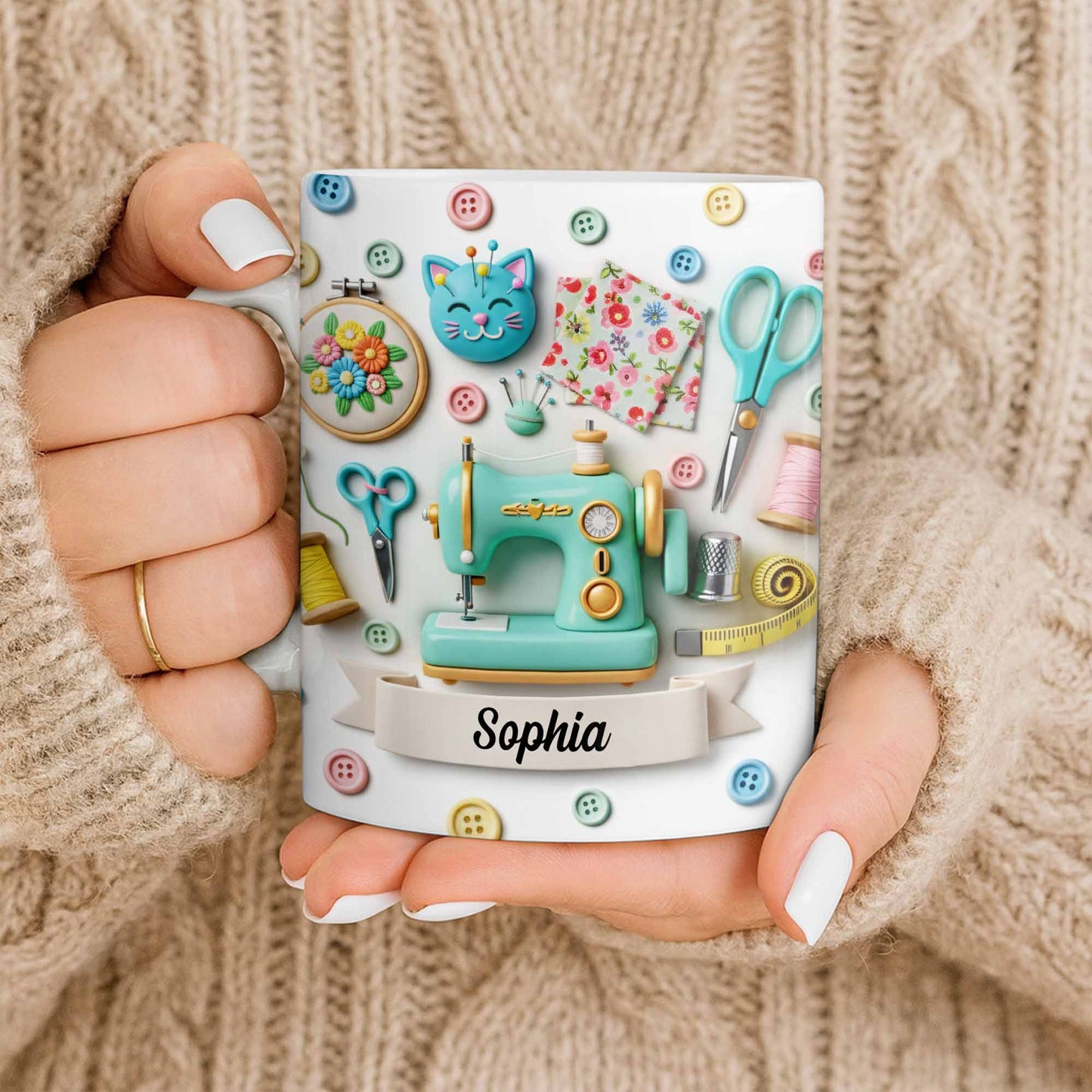 Celebrate Your Crafting Skills with Sewing Essentials Design - Personalized Custom Coffee Mug - HOB026_MG