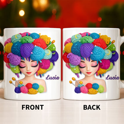 Celebrate Your Creative Spirit with Colorful Yarn and Needles - Personalized Custom Coffee Mug - HOB028_MG