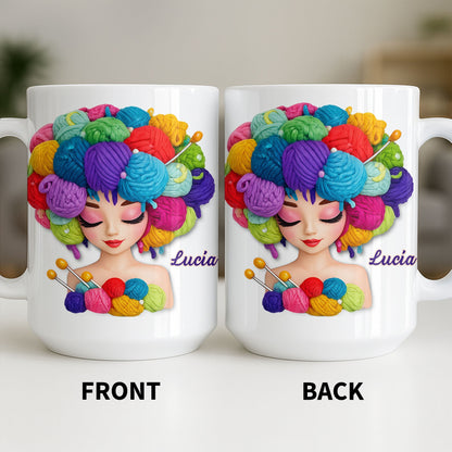 Celebrate Your Creative Spirit with Colorful Yarn and Needles - Personalized Custom Coffee Mug - HOB028_MG