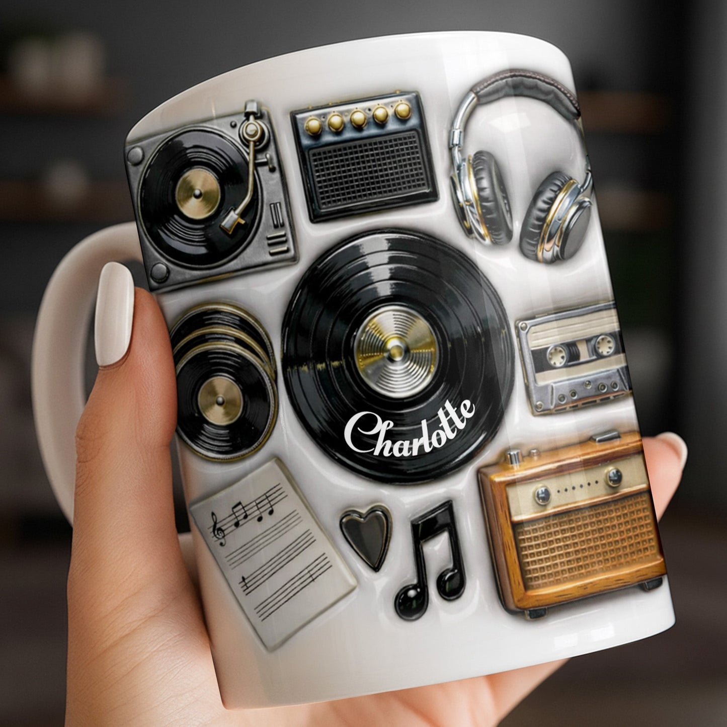 Celebrate Your Love for Classic Music Featuring Vintage Audio Equipment - Personalized Custom Coffee Mug - HOB029_MG