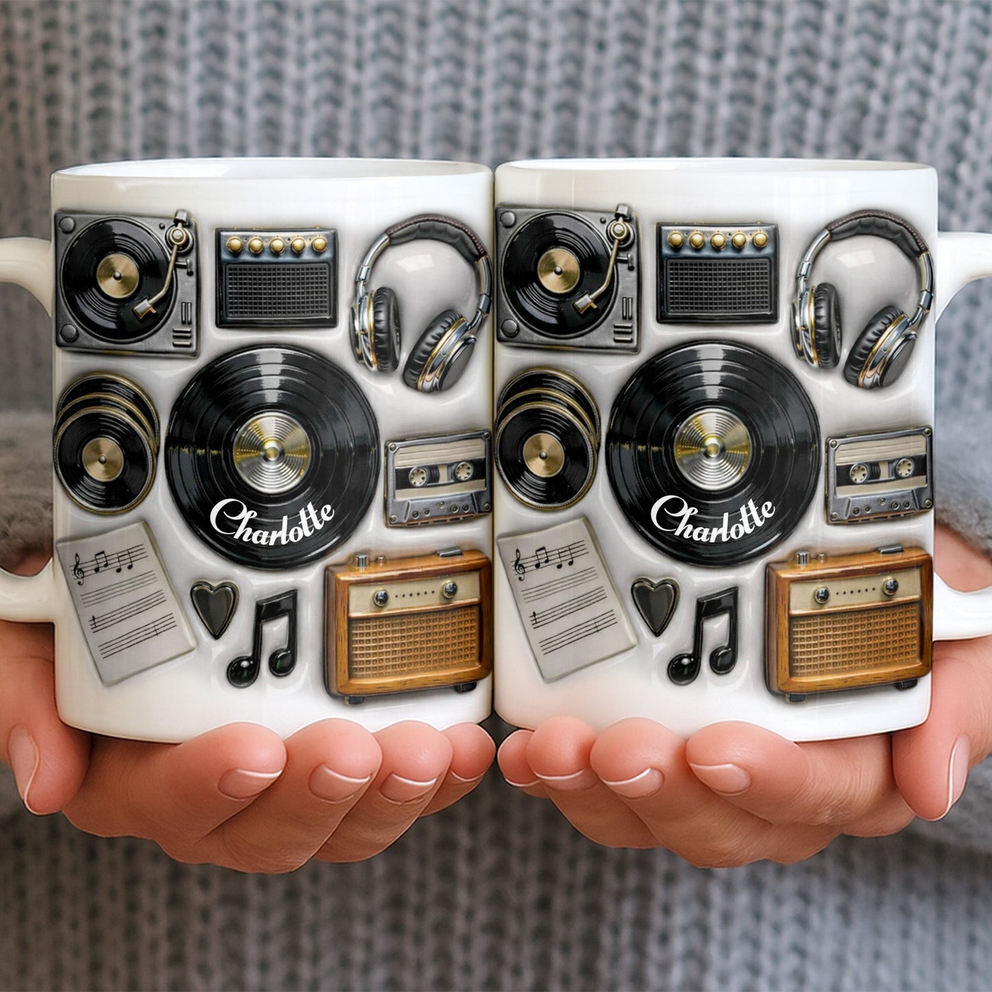 Celebrate Your Love for Classic Music Featuring Vintage Audio Equipment - Personalized Custom Coffee Mug - HOB029_MG