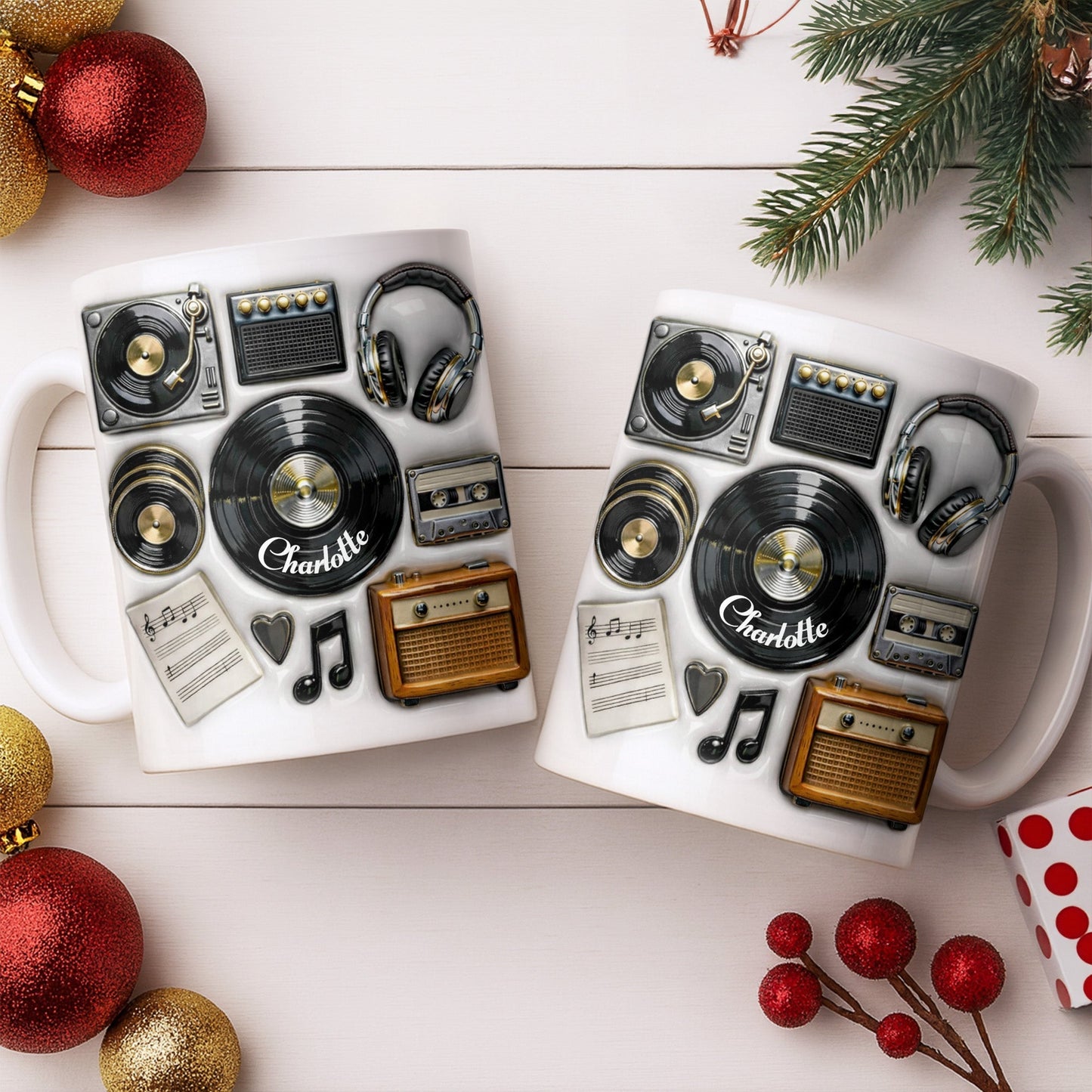 Celebrate Your Love for Classic Music Featuring Vintage Audio Equipment - Personalized Custom Coffee Mug - HOB029_MG